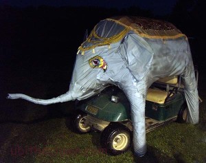 That's a golf cart dressed up to resemble an elephant. It could squirt water.