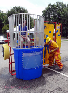 This dunk tank had a lot of ways to get someone in the water.