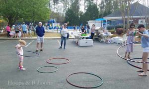 Hoops all over the parking lot at the pool.